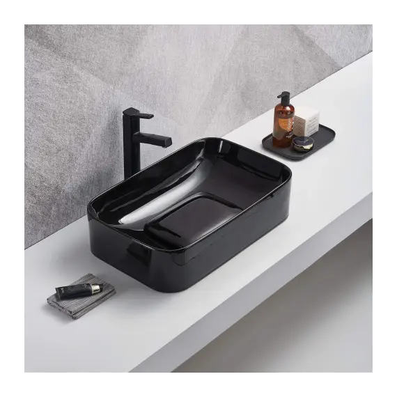 WW ELBACH 78575-70 MT-BL Раковина накладная (матовая черная) 705х350х150 мм