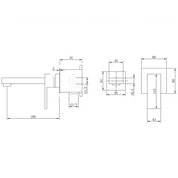 Смеситель ABBER Daheim AF8212B для раковины скрытого монтажа, черный матовый