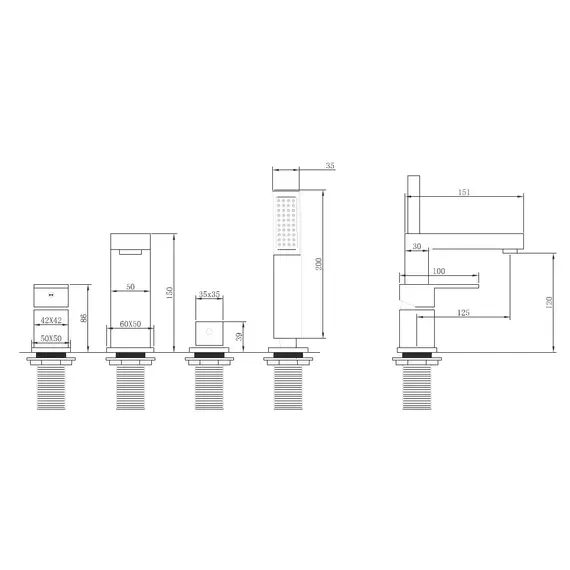 Смеситель ABBER Daheim AF8213 на борт ванны, хром