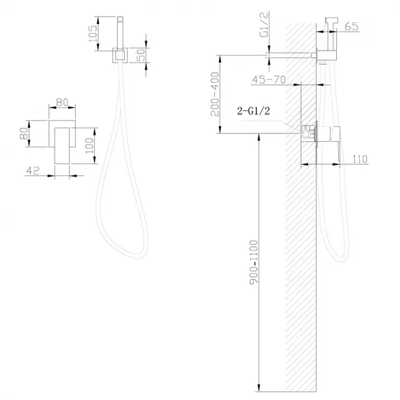Смеситель ABBER Daheim AF8225G с гигиеническим душем, золото матовое
