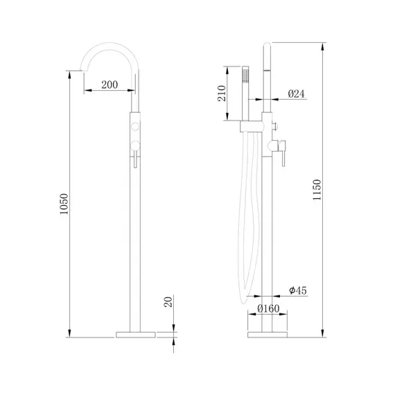 Смеситель ABBER Wasser Kreis AF8115RG напольный для ванны, розовое золото