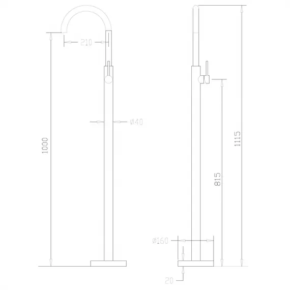 Смеситель ABBER Wasser Kreis AF8141B напольный для раковины, черный матовый