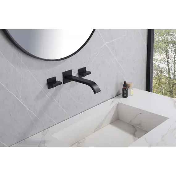 Смеситель ABBER Wasserfall AF8612B для раковины скрытого монтажа, черный матовый