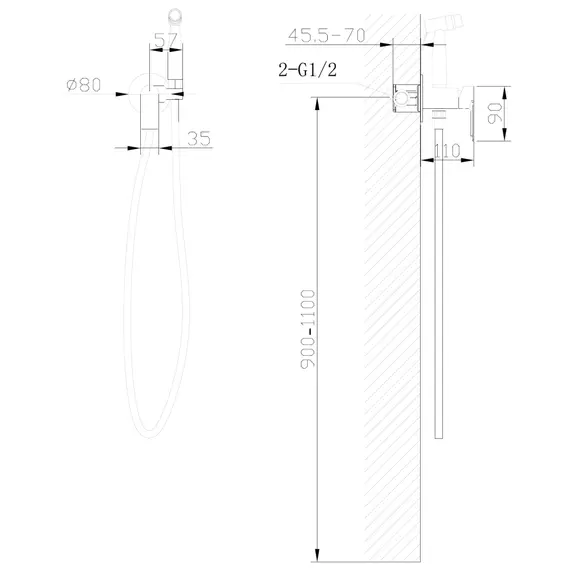 Смеситель ABBER Weiss Insel AF8025W с гигиеническим душем, белый