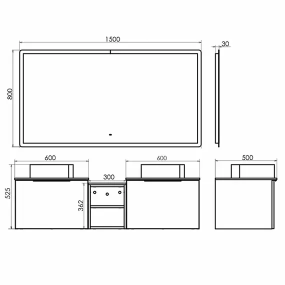 Набор мебели Comforty Портленд-150 дуб шоколадно-коричневый со столешницей Калакатта Блэк c раковинами Comforty 9110MB