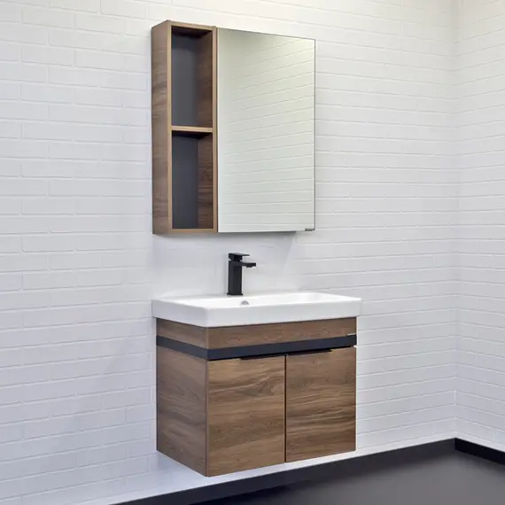 Зеркало-шкаф Comforty Соло-70/90 дуб тёмно-коричневый