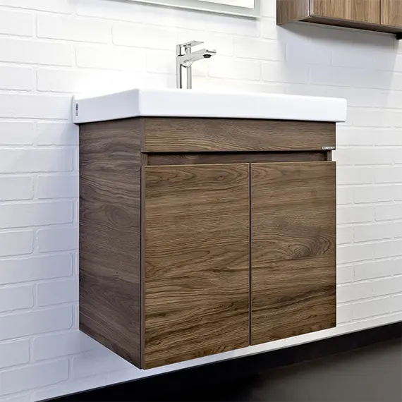 COMFORTY. Тумба-умывальник "Осло-60" дуб тёмно-коричневый с раковиной Fest 60