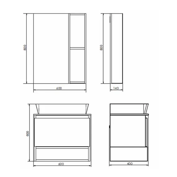 Тумба-умывальник Comforty Прага-60 дуб белый с графитовой столешницей с раковиной Comforty 9055RA-50