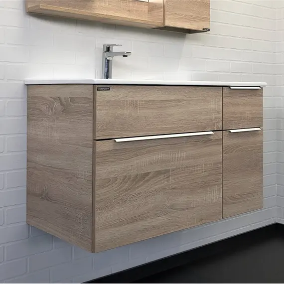 Тумба-умывальник Comforty Варна-90 дуб сонома с раковиной Comforty 9090EL