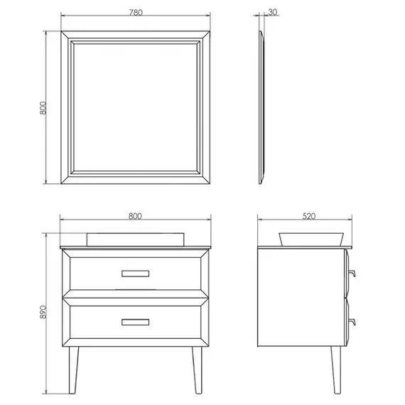 Тумба-умывальник Comforty Империя-80 белая с графитовой столешницей c раковиной Comforty 78189