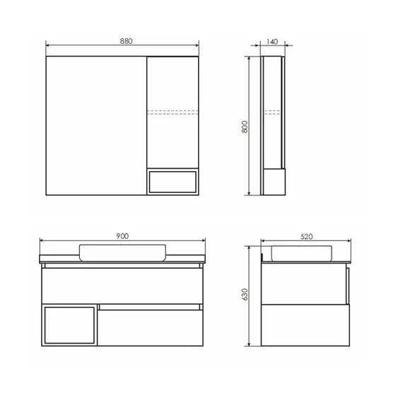 Тумба-умывальник Comforty Прага-90 дуб белый с графитовой столешницей с раковиной Comforty