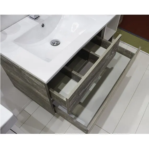 COMFORTY. Тумба-умывальник "Турин" дуб белый /бежевый с раковиной COMFORTY