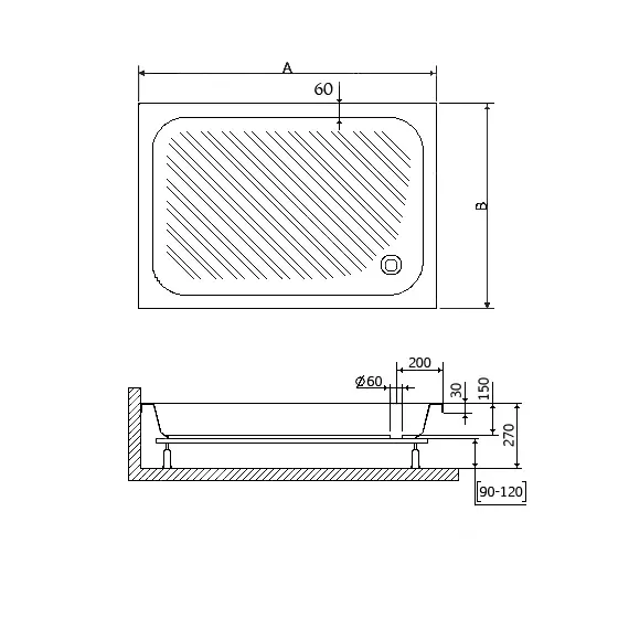 Душевой поддон прямоугольный RGW B/CL-S
