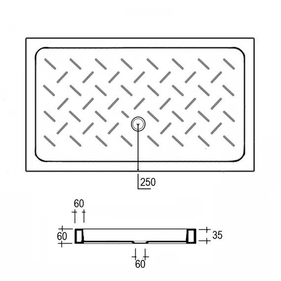 Душевой поддон прямоугольный керамический RGW CR высота 10 см