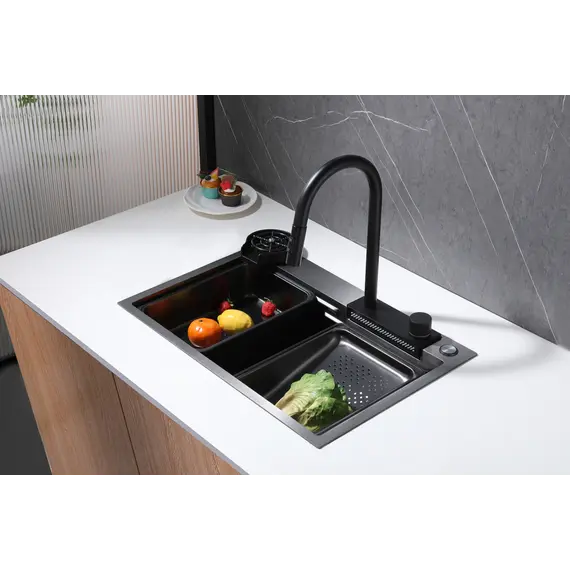 Кухонная мойка ABBER Wasser Kreis AF2194B черная матовая