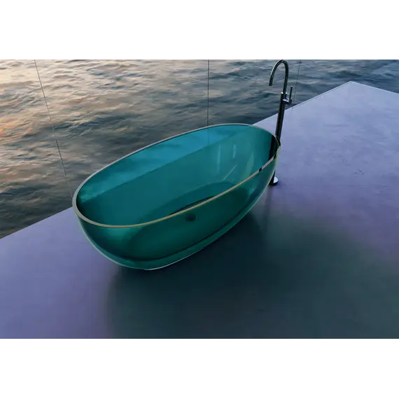 Ванна из полиэфирной смолы  ABBER Kristall AT9703Aquamarin бирюзовая 170*75 прозрачная