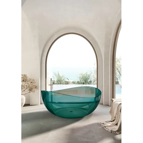 Ванна из полиэфирной смолы  ABBER Kristall AT9705Aquamarin бирюзовая 150*150 прозрачная