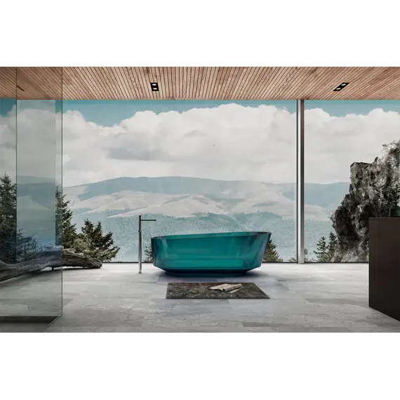 Ванна из полиэфирной смолы  ABBER Kristall AT9706Aquamarin бирюзовая 170х80 прозрачная