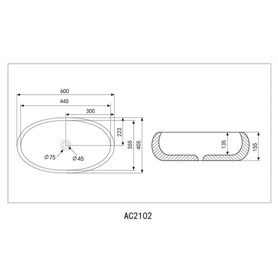Раковина накладная ABBER Bequem AC2102MB черная матовая