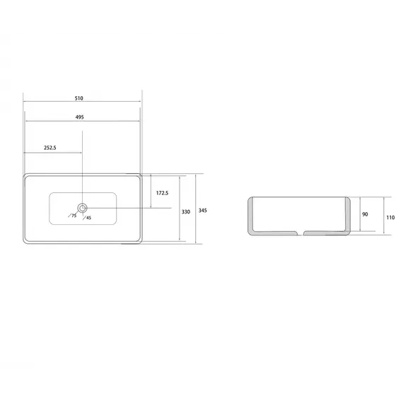 Раковина накладная ABBER Rechteck AC2207MB черная матовая