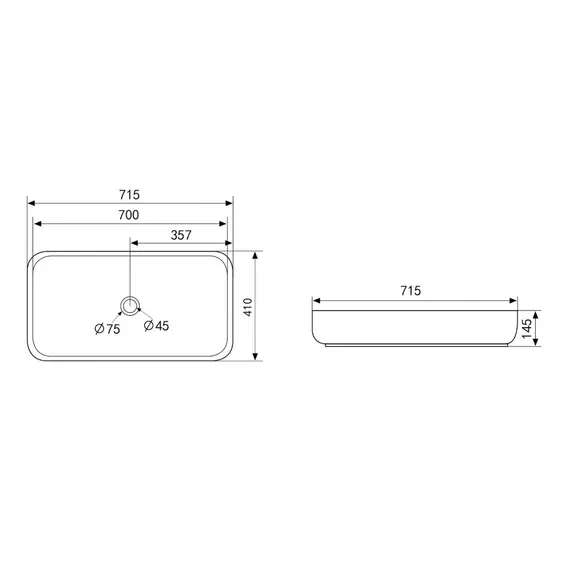 Раковина накладная ABBER Rechteck AC2210 белая