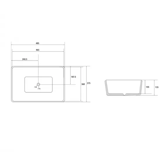 Раковина накладная ABBER Rechteck AC2212BG матовое золото с черным