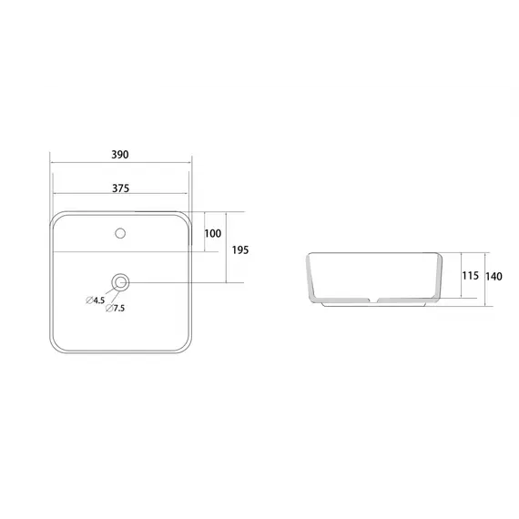 Раковина накладная ABBER Rechteck AC2215 белая