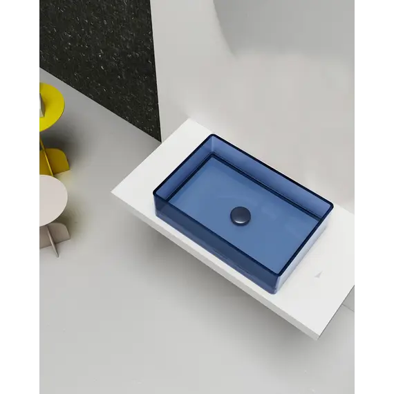 Раковина накладная прозрачная ABBER Kristall AT2803Saphir синяя