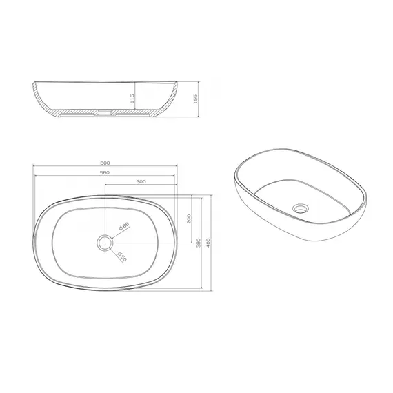 Раковина накладная прозрачная ABBER Kristall AT2805Opal