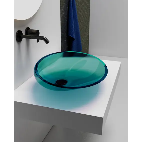 Раковина накладная прозрачная ABBER Kristall AT2812Aquamarin бирюзовая