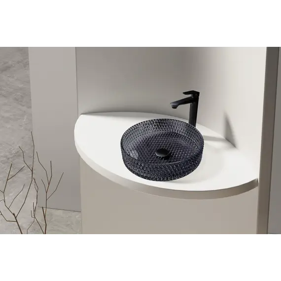 Раковина накладная стеклянная ABBER Glas AK2301B черная