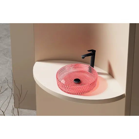 Раковина накладная стеклянная ABBER Glas AK2301OR красная