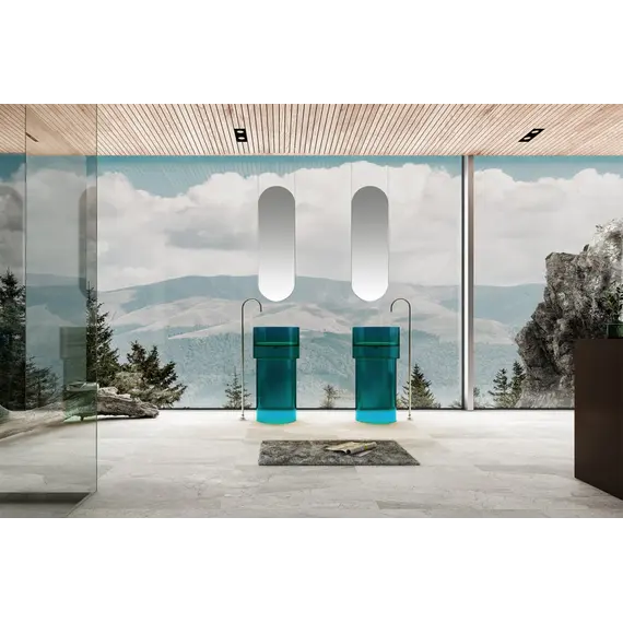 Раковина отдельностоящая прозрачная ABBER Kristall AT2701Aquamarin бирюзовая