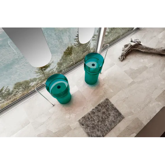 Раковина отдельностоящая прозрачная ABBER Kristall AT2701Aquamarin бирюзовая