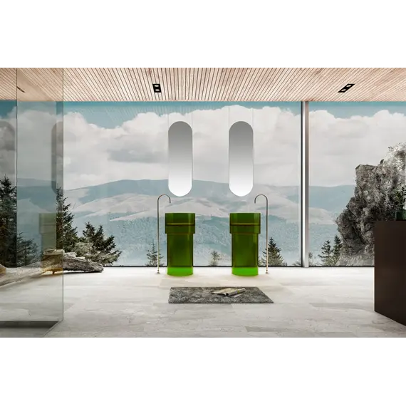 Раковина отдельностоящая прозрачная ABBER Kristall AT2701Emerald зеленая