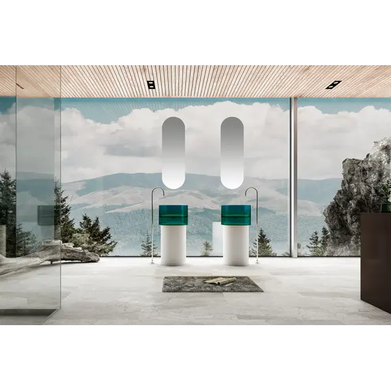 Раковина отдельностоящая прозрачная ABBER Kristall AT2701White-Aquamarin белый/бирюзовый