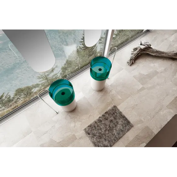 Раковина отдельностоящая прозрачная ABBER Kristall AT2701White-Aquamarin белый/бирюзовый