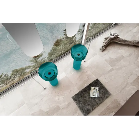 Раковина отдельностоящая прозрачная ABBER Kristall AT2702Aquamarin бирюзовая