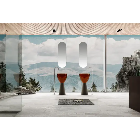 Раковина отдельностоящая прозрачная ABBER Kristall AT2703Black-Opal черный/коричневый