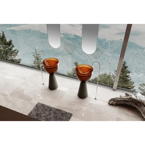 Раковина отдельностоящая прозрачная ABBER Kristall AT2703Black-Opal черный/коричневый