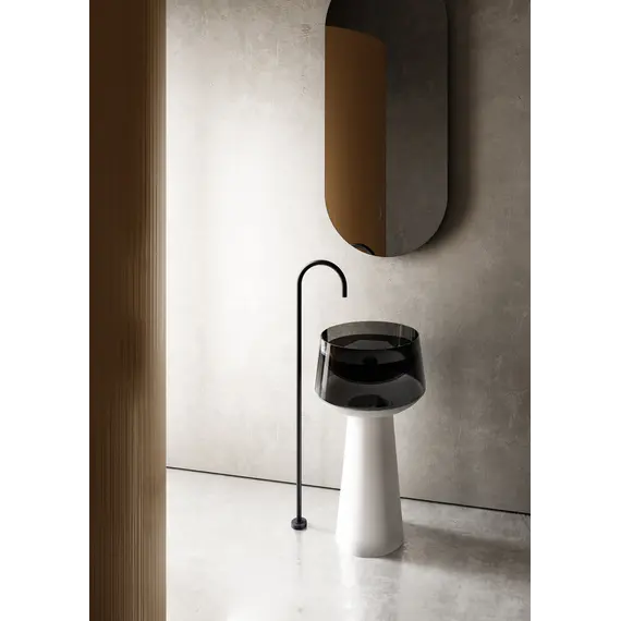 Раковина отдельностоящая прозрачная ABBER Kristall AT2706White-Onyx белый/черный