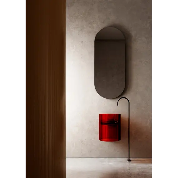 Раковина подвесная прозрачная ABBER Kristall AT2704Rubin красная