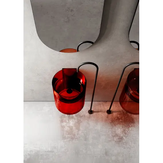 Раковина подвесная прозрачная ABBER Kristall AT2704Rubin красная