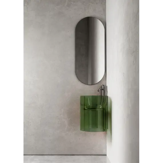 Раковина подвесная прозрачная угловая ABBER Kristall AT2705Emerald зеленая