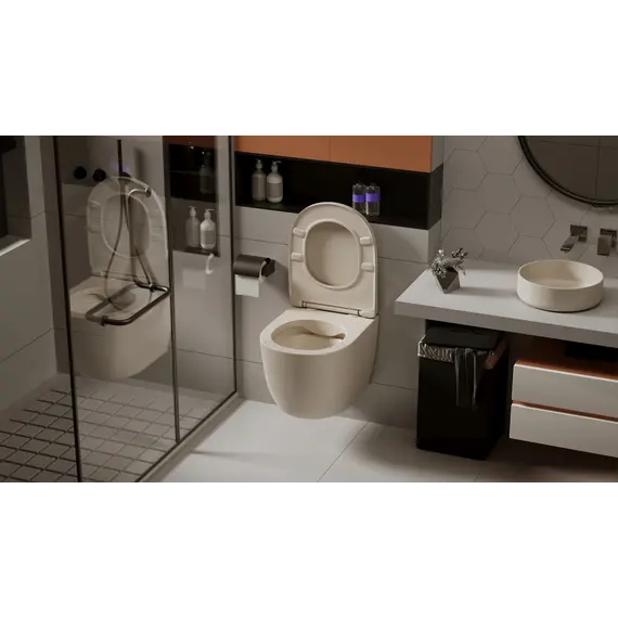 Унитаз ABBER Bequem AC1101MBE подвесной  бежевый матовый, безободковый