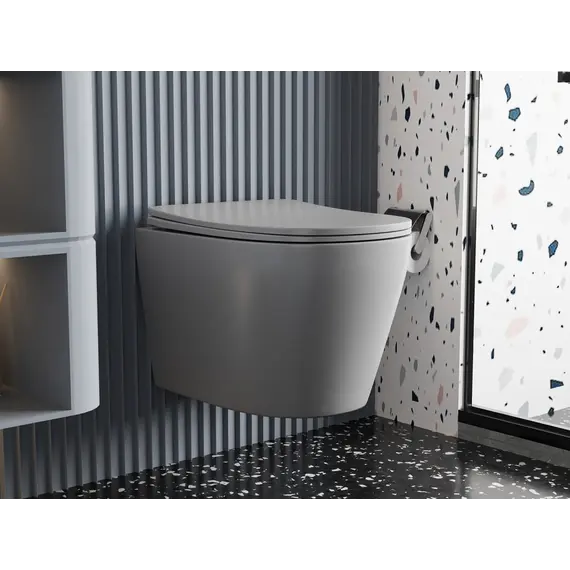 Унитаз ABBER Bequem AC1102MG подвесной серый матовый, безободковый