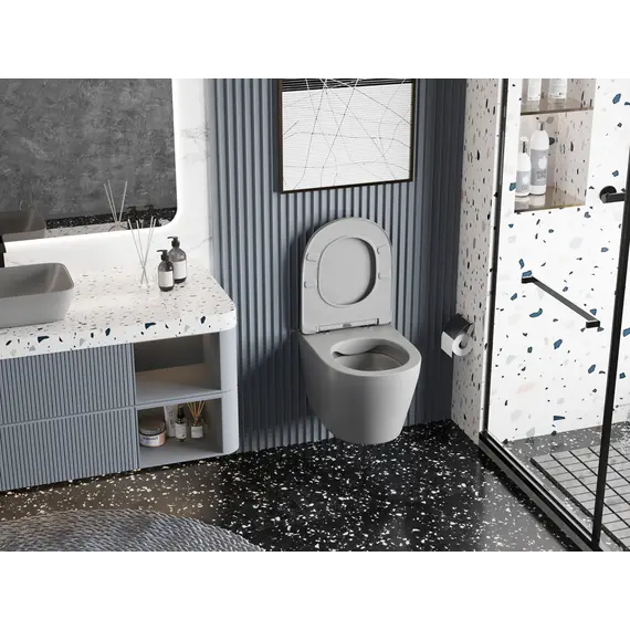 Унитаз ABBER Bequem AC1102MG подвесной серый матовый, безободковый