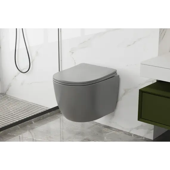 Унитаз ABBER Bequem AC1103MG подвесной серый матовый, безободковый