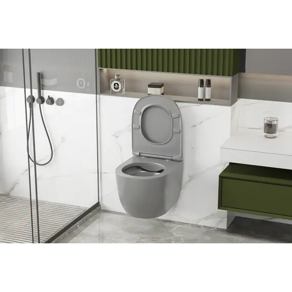 Унитаз ABBER Bequem AC1103MG подвесной серый матовый, безободковый