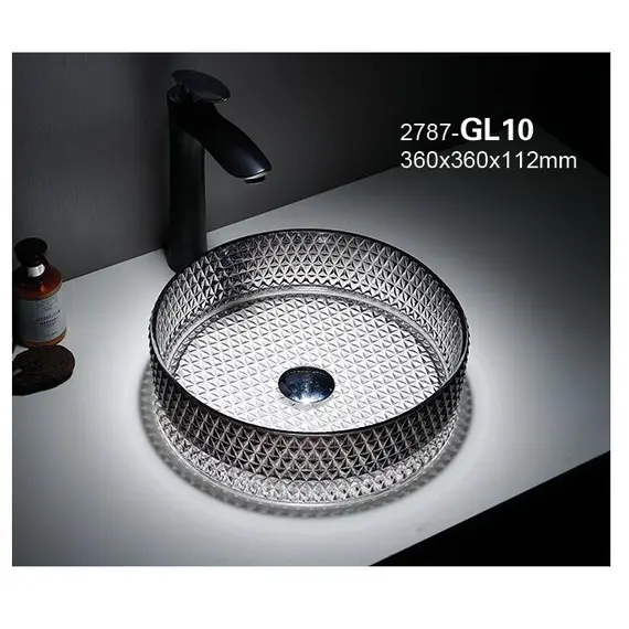 Раковина Ceramalux GL10 стекло белый-графит